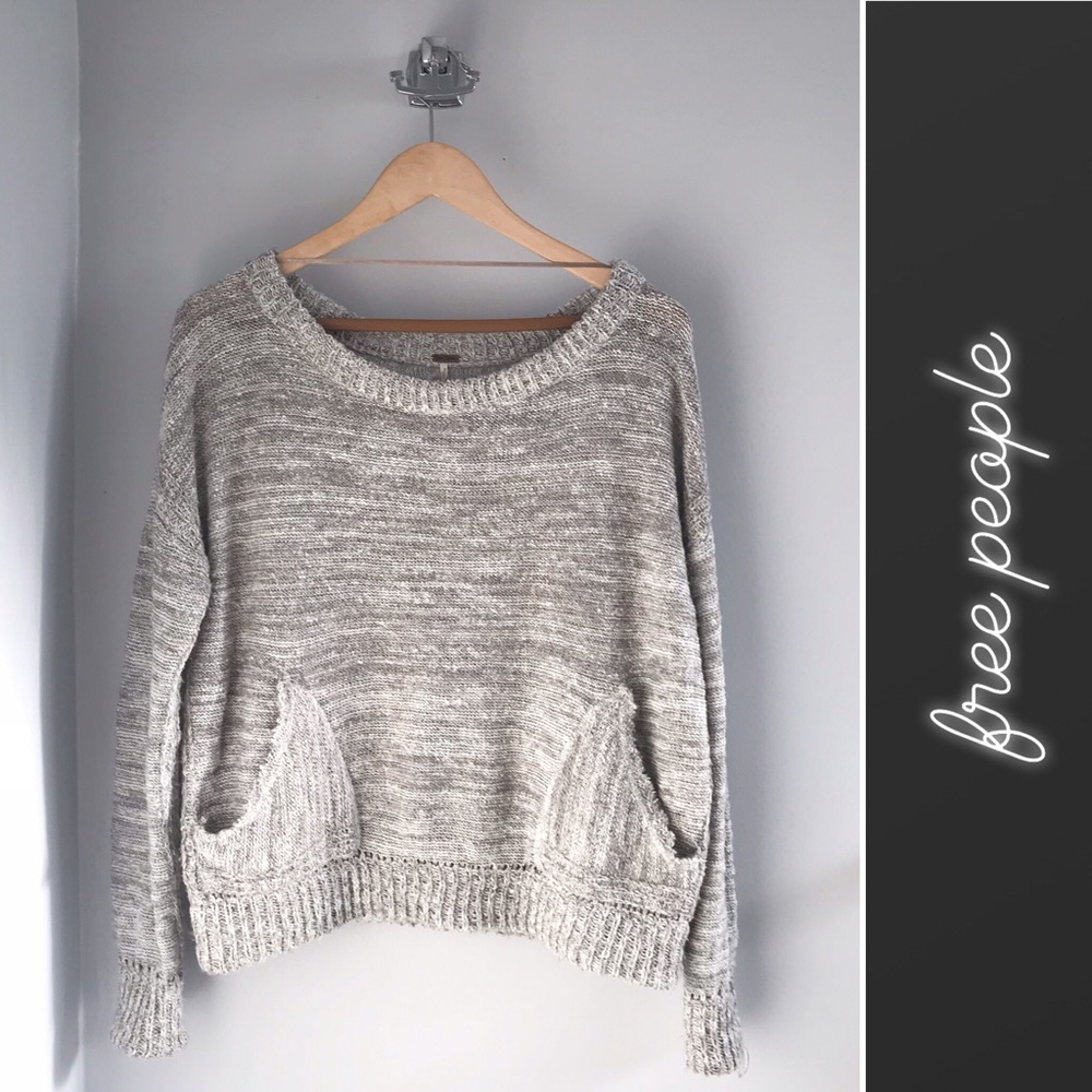 Free People Gray Marled Knit Sweater • S